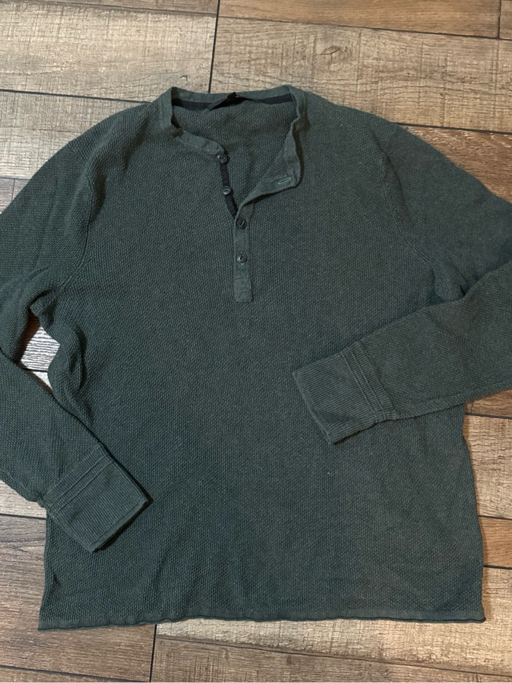 rag & bone Men's Olive Green Long-Sleeve Henley Cotton/Cashmere